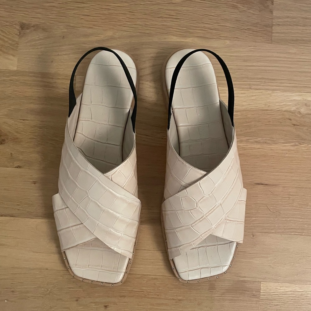 Freda Salvador Ray Cross Sandal Croc Embossed